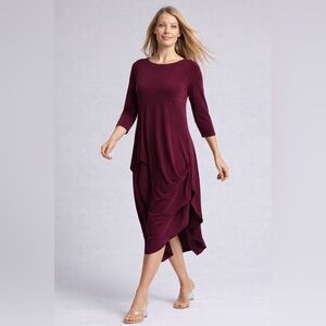 Sympli Asymmetrical Dress in Rich Burgundy